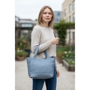 The Sak De Young Hobo Shoulder Bag Pebbled Slate Blue Leather Handbag